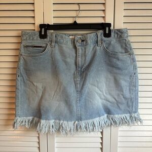Tommy Hilfiger Light Wash Denim Skirt Size 12 with frayed bottom